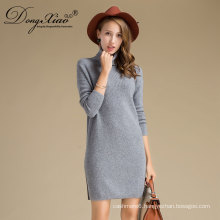 Hot Sell Grey Color Hight Neck Long Cashmere Sweaters For Women New Products 2017